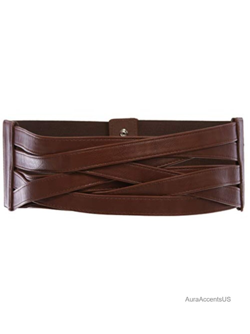 Women's High Waist Wide Braided Stretch Belt PU Elastic